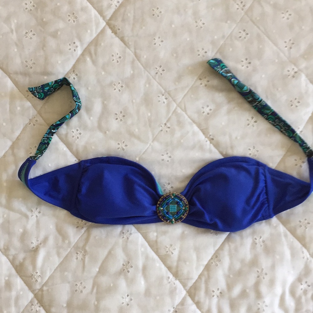 Blue bandeau bikini top